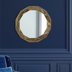 WOMO-DESIGN Decoratieve wandspiegel goud, Ø 68 cm, gemaakt van glas en metalen frame van aluminium