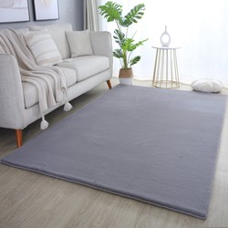 Pouffy Fluffy  - Hoogpolig Vloerkleed - Uni Kleur - Grijs - Woonkamer Tapijt - Katoenen Rug- 160x230 CM