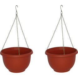 HANGENDE PLANTENBAK BLOEMPOT MET KETTING diameter 25cm-set 2 stuks