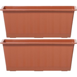 2x Terracotta kunststof Agro plantenbakken/bloembakken 50 cm - Plantenbakken