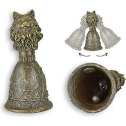 BRONZEN TAFELBEL MET KATTENKOP GREEP
