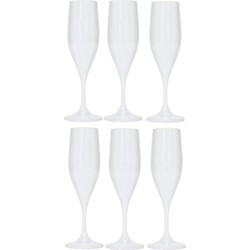 Juypal Champagneglas - 6x - wit - kunststof - 150 ml - herbruikbaar - Champagneglazen