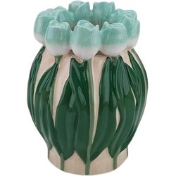 Vase- Tulips- Dolomite- Mint/ Green-14x14x18cm