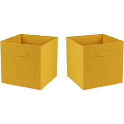 Urban Living Opbergmand/kastmand Square Box - 6x - karton/kunststof - 29 liter - oker geel - 31 x 31 x 31 cm - Opbergmanden
