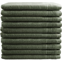 OUTLET BADTEXTIEL - set van 10 - washand 16x21 - oud groen