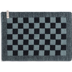 Knit Factory Gebreide Placemat - Onderlegger Block - Zwart/Stone Green - 50x30 cm