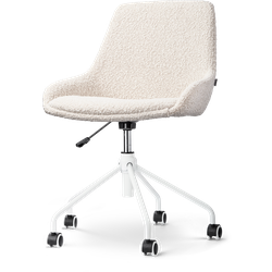 Nout-Isa bureaustoel bouclé beige - wit onderstel