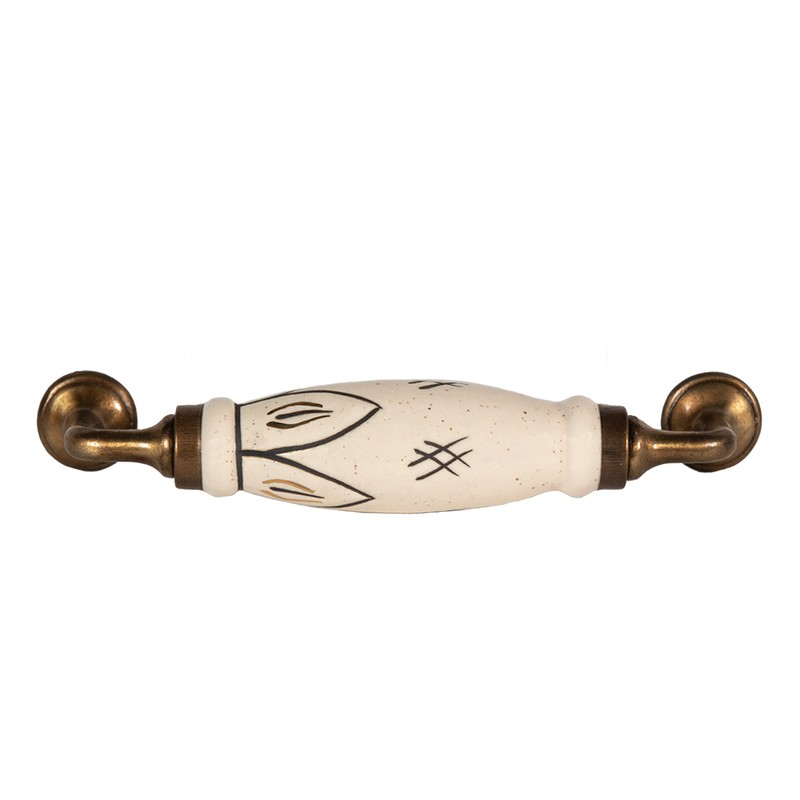 Clayre & Eef Handgreep 17 cm Wit Goudkleurig IJzer - 