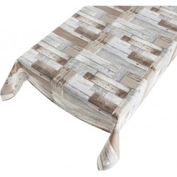 Tafelkleden/tafelzeilen planken houtprint 140 x 245 cm - Tafelzeilen