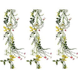 3x Gele/witte kunstbloemen takken 180 cm decoratie - Kunstplanten