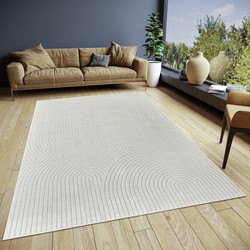 Japandi vloerkleed - Laagpolig - Viscose - Crème - 80 X 200 CM