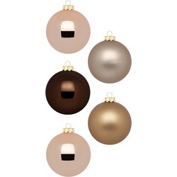 20x stuks glazen kerstballen elegant bruin mix 6 cm glans en mat - Kerstbal