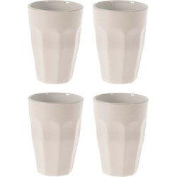 Excellent Houseware Thee/koffie mokken - 4x - wit- porselein - 330 ml - Koffie- en theeglazen