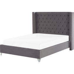 LUBBON  - Tweepersoonsbed - Grijs - 160 x 200 cm - Fluweel