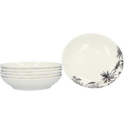 6-persoons Diepe Borden set Porselein Bota 20 cm - Wit/Zwart