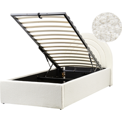 ANET - Bed met opbergruimte - Gebroken wit - 90 x 200 cm - Bouclé