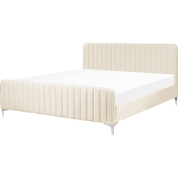 Beliani LUNAN - Tweepersoonsbed-Beige-Fluweel