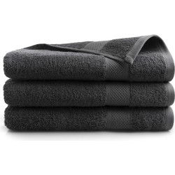 DoubleDry Hotel Badhanddoeken 70 x 140 cm – Set van 3 – 100% Katoen 500 g/m2 – Zacht & Absorberend -  Antraciet