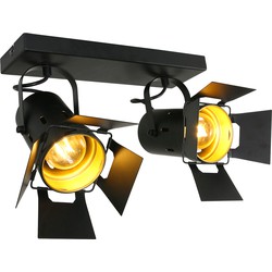Mexlite - spot - Carree - zwart - metaal - opbouwspot - E27 - 7997ZW