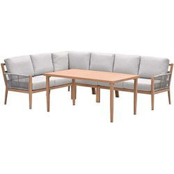 Sardinia lounge-diningset - 5-dlg. -  light teaklook - sand - sand
