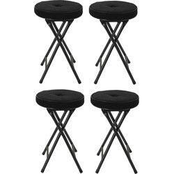Home & Styling Bijzet krukje/stoel - 4x - Opvouwbaar - zwart Ribcord - D33 x H49 cm - Krukjes