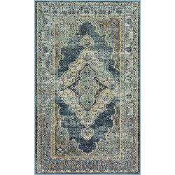 Safavieh Boho Indoor Geweven Vloerkleed, Crystal Collectie, CRS500, in Blauw & Geel, 91 X 152 cm