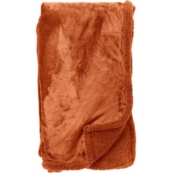 Dutch Decor STANLEY - Plaid 150x200 cm - fleece deken met teddy en fleece - Potters Clay - oranje terra - Dutch Decor