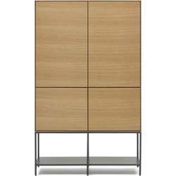 Kave Home - Vedrana 4-deurs hoge buffetkast in eikenfineer met stalen poten, 97,5 x 160 cm