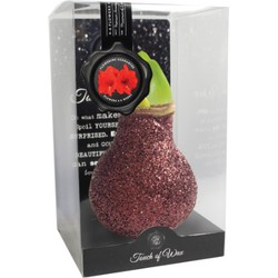 Luxe Bloembol Rode Amaryllis Wax kaarsvet Glitter Bruin cadeauverpakking 'Plastic' Kebol