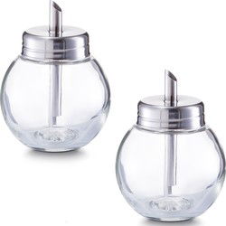 Zeller Suikerstrooier van glas/metaal - 4x - 240 ml - 12 cm - Suikerstrooiers