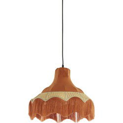 Light&living Hanglamp Ø40x35,5 cm MIZIA velvet oranje+webbing naturel