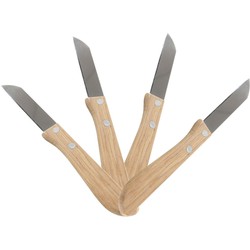Keukenmesjes/aardappelschilmesjes - 4x stuks - hout/rvs - bruin - 17 cm - Schilmessen