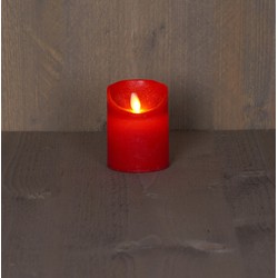 4 stuks - Batterijverlichting kaars wax rustiek bewegende vlam 7,5x10cm rood 3xaaa/timer - Anna's Collection