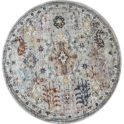 Picasso Sarough Rond Vloerkleed Vintage Tapijt Woonkamer - Multi / Grijs- 200 CM ROND