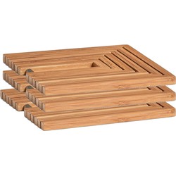 3x Houten pallet onderzetters voor pannen/schalen uitvouwbaar 19 x 19 cm - Panonderzetters