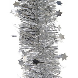 5x Kerst lametta guirlandes zilveren sterren/glinsterend 270 cm kerstboom versiering/decoratie - Kerstslingers