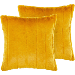 PUMILA  - Sierkussen set van 2 - Geel - 45 x 45 cm - Polyester