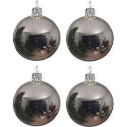 4x Glazen kerstballen glans zilver 10 cm kerstboom versiering/decoratie - Kerstbal