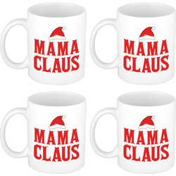 Set van 4x stuks mama Claus mokken/bekers kerstcadeau moeder Kerstmis 300 ml - Bekers