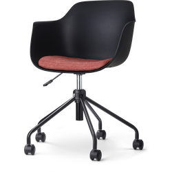 Nout-Liz bureaustoel zwart met terracotta rood zitkussen - zwart onderstel