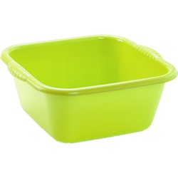 Plasticforte teiltje/afwasbak - vierkant - kunststof - 10 liter - 36 x 34 x 15 cm - Groen - Afwasbak