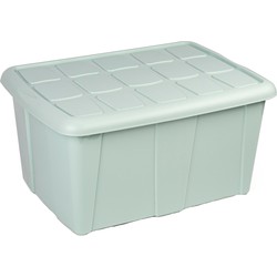 Plasticforte Opslagbox met deksel - Mintgroen - 60L - kunststof - 63 x 46 x 32 cm - Opbergbox