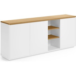 Kave Home - Abilen 3-deurs dressoir van eikenhoutfineer met witte lak, 180 x 75 cm FSC 100%