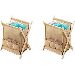 Opbergmand - Wasmand - Lectuurbak beige inhoud 30 liter , set van 2