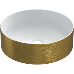 Keramische ronde opbouw waskom Cylindrico ø36cm goudkleurig met witte binnenzijde