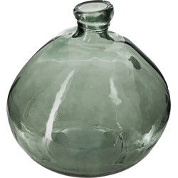 Atmosphera bol fles vaas - groen transparant - glas - H22 x D21 cm - Vazen