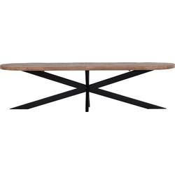 Eettafel Ovaal Mangohout - Zwart Metaal Onderstel - Barn - Giga Meubel
