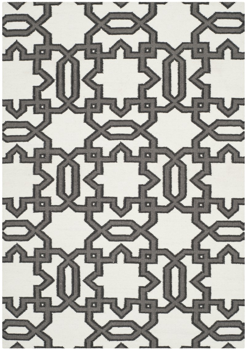Safavieh Contemporary Indoor Flatweave Area Rug, Dhurrie Collection, DHU751, in Ivory & Grey, 91 X 152 cm - 