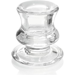 Kandelaar/kaarsenhouder dinerkaarsen - 6 cm - Glas - Transparant - kaars kandelaars