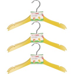 Gele kinder kleerhangers van hout 8x stuks - Kledinghangers